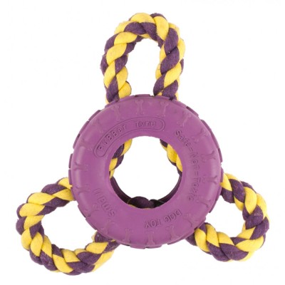 Pet Brands 3 Way Rope Rubber Tire Dog Toy